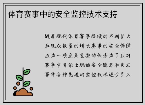 体育赛事中的安全监控技术支持